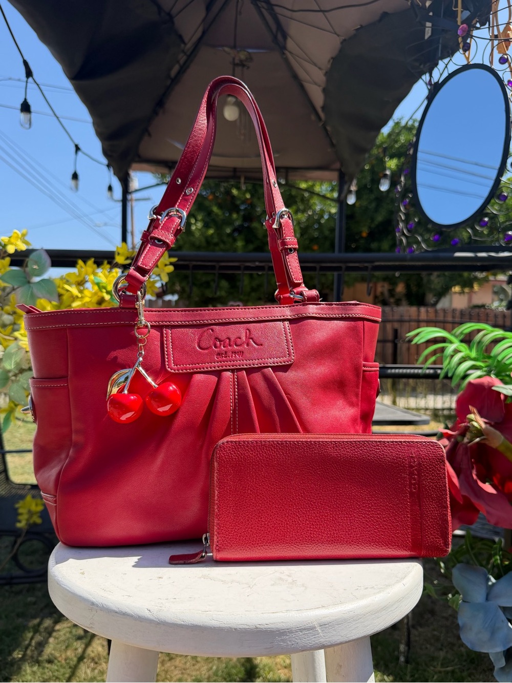 Coach Leather Tote with Matching Wallet